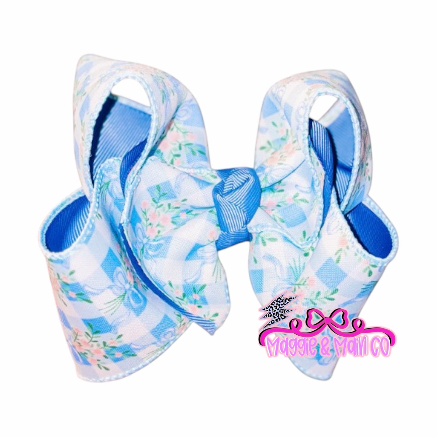 Blue gingham floral