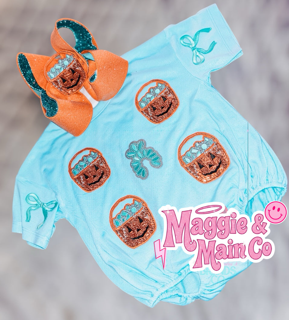 Turquoise pumpkin bucket