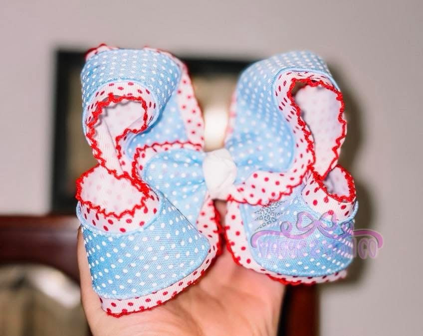 Red Swiss dot - blue itty bitty dot